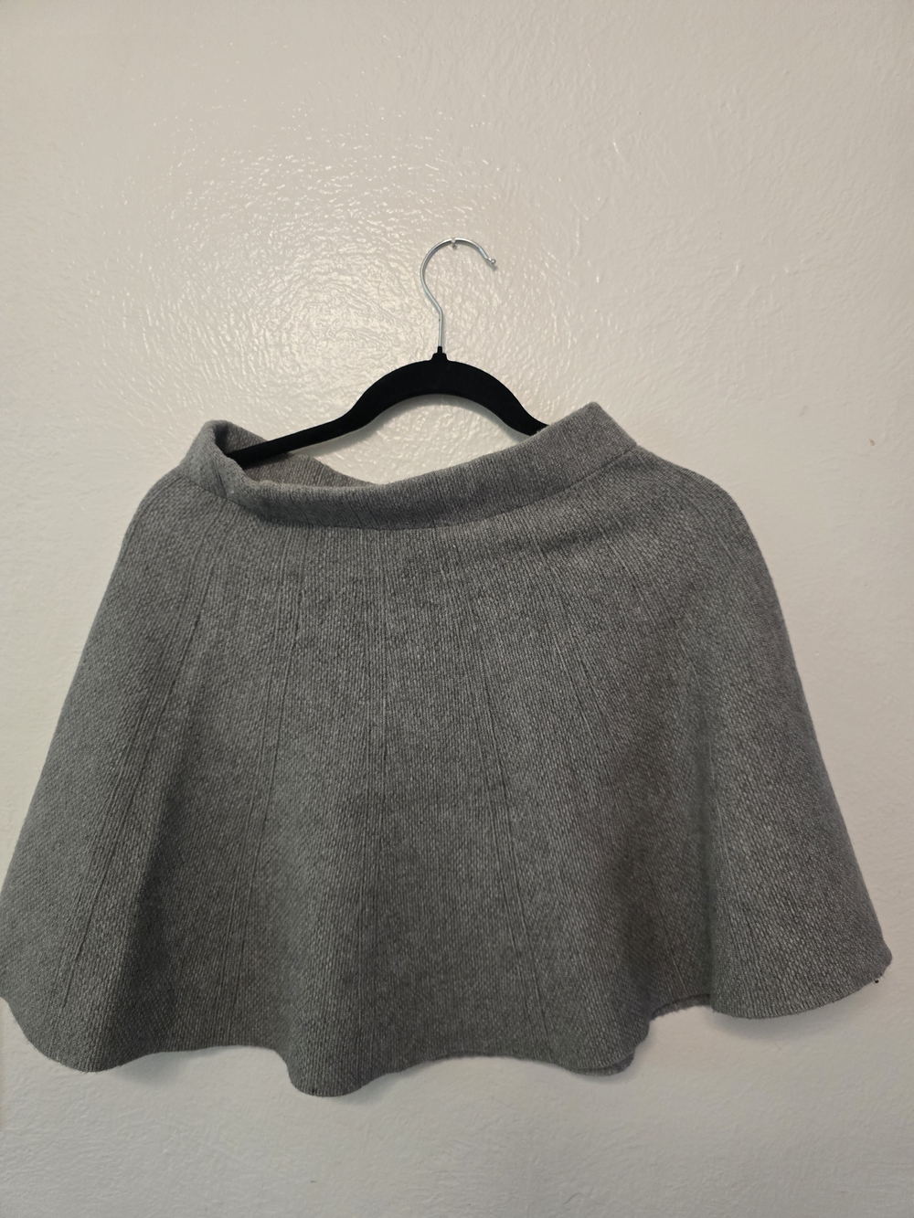 Women's Grey Knit Mini Dress - Elegant Flared Silhouette